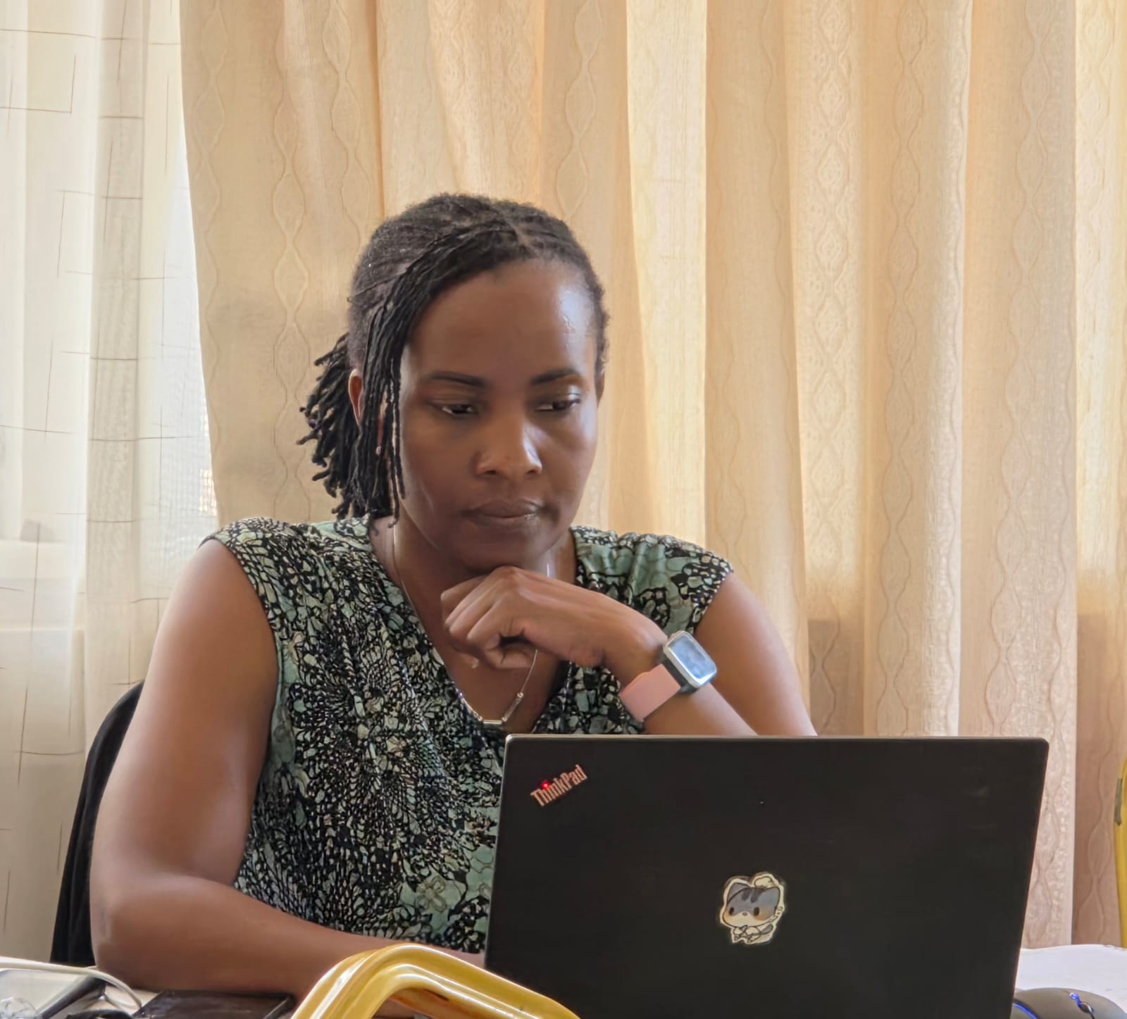 Head of Communications, State Department for Forestry, Ms. Stella Mogeni, during the validation meeting of the KEWASIP website and Grievance Redress Mechanism (GRM) module at KALRO, Naivasha.