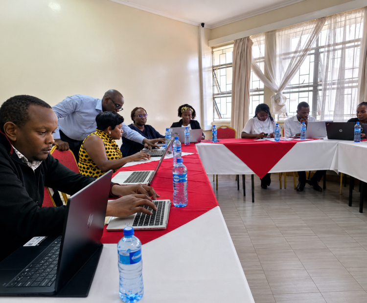 Officers from the State Department for Forestry (SDF), Grievance Redress Mechanism (GRM) focal persons, and the Information and Communication Technology Authority (ICTA) participate in the validation meeting of the KEWASIP website and GRM module at KALRO, Naivasha
